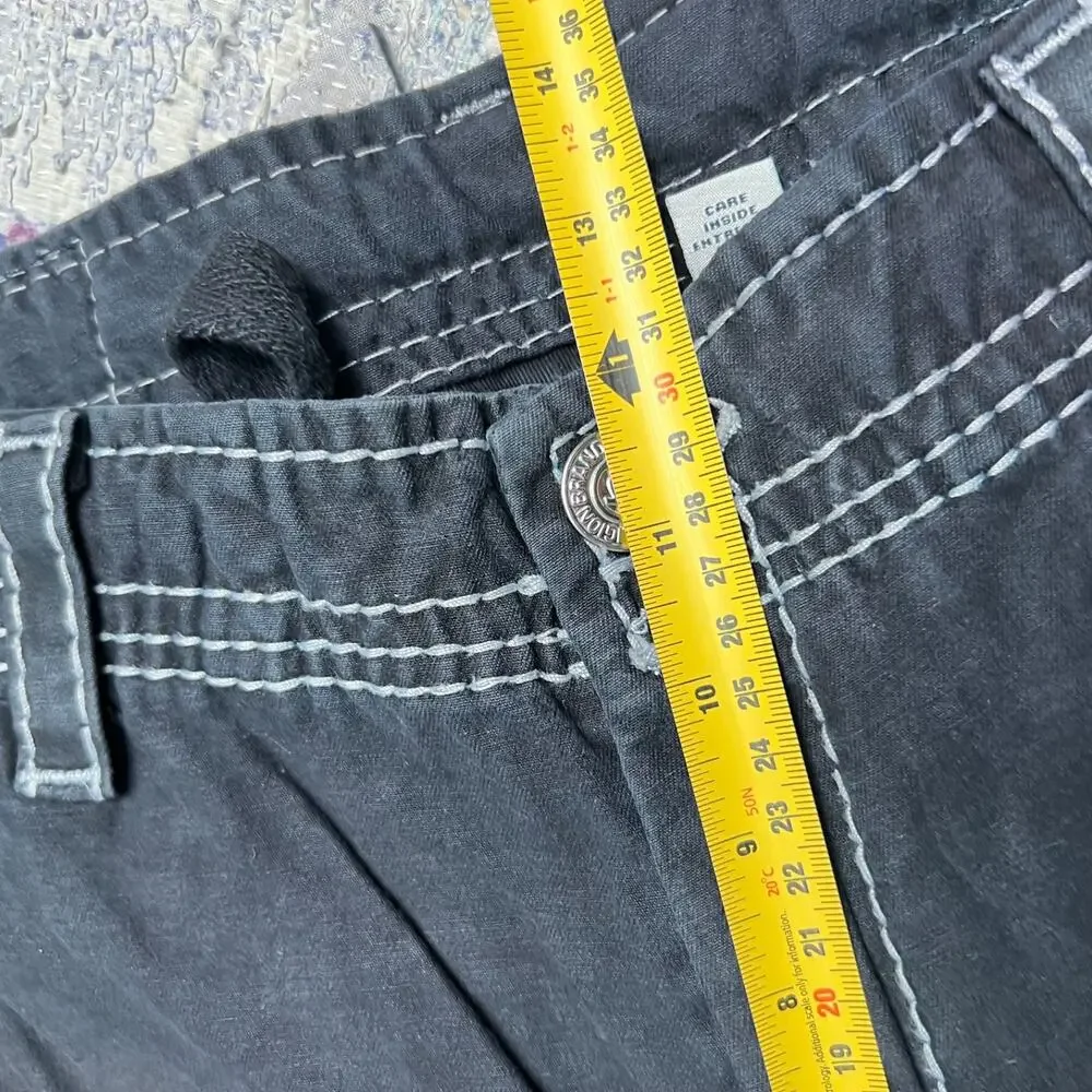 True Religion Shorts Men's 40 Jet Black Cargo Shorts Utility Pockets